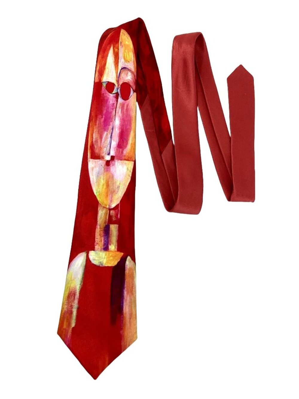 Ralph Marlin Vintage Necktie Senecio 1991 Red Abstract Face